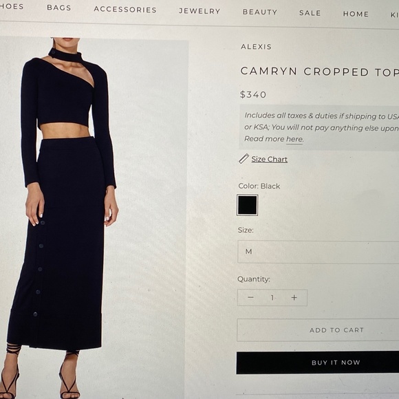 Alexis Black Cut Out Stretch Ponte Asymmetric Crop Top S - Picture 6 of 16